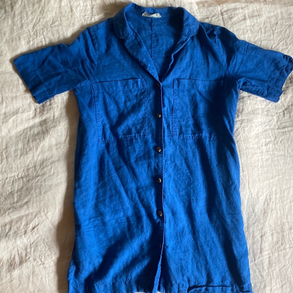Everlane French Blue workwear linen dress